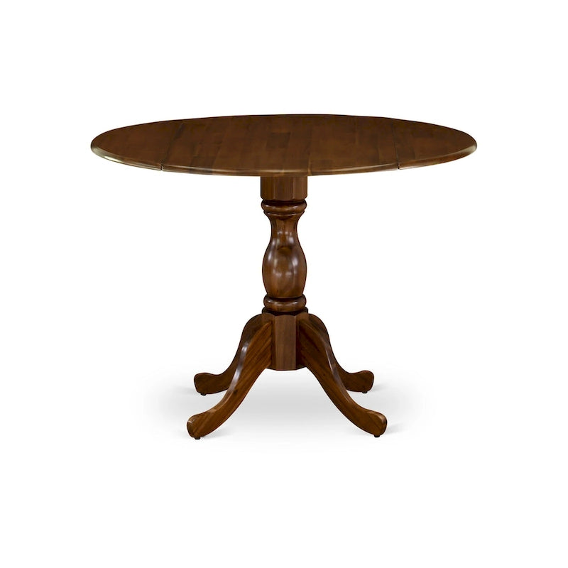 Dublin Modern Kitchen Table - a Round Dining Table Top with Dropleaf & Pedestal Base, (Finish Option)