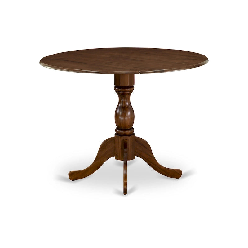 Dublin Modern Kitchen Table - a Round Dining Table Top with Dropleaf & Pedestal Base, (Finish Option)