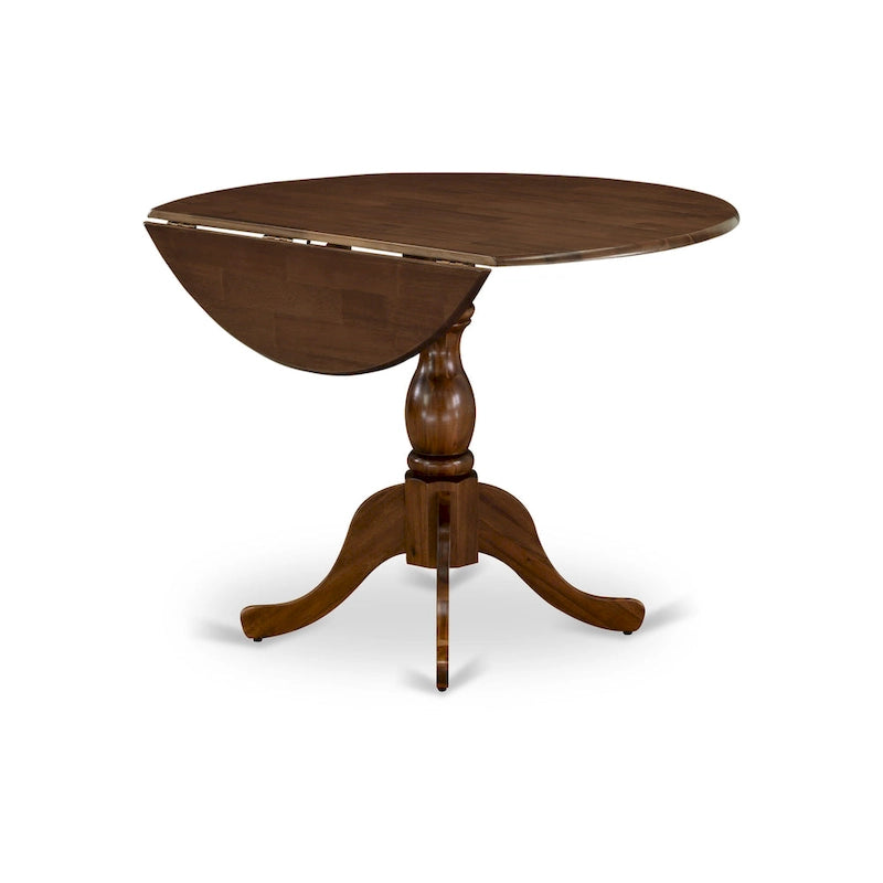 Dublin Modern Kitchen Table - a Round Dining Table Top with Dropleaf & Pedestal Base, (Finish Option)