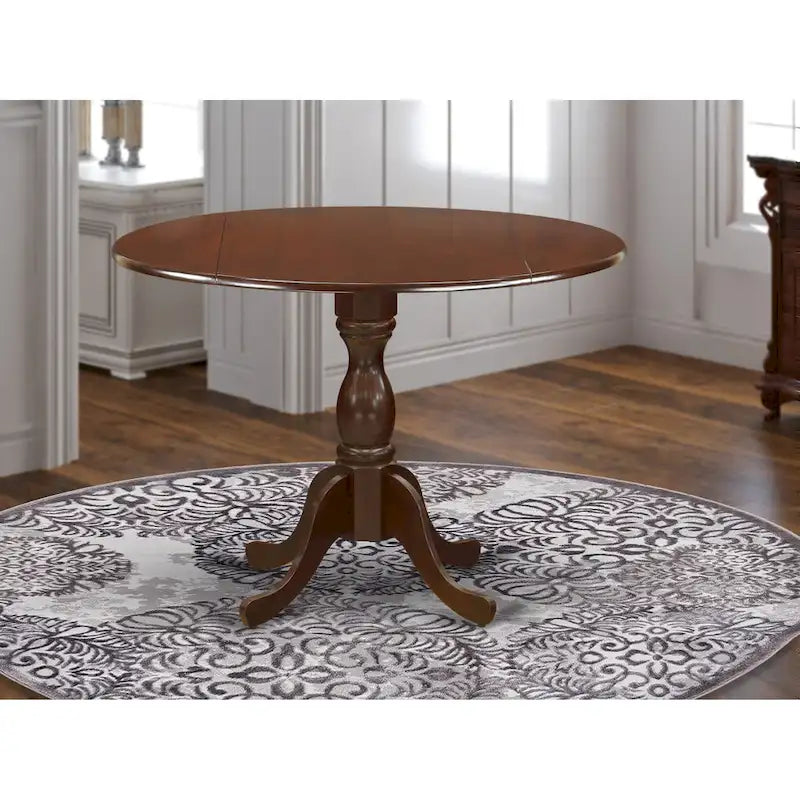 Dublin Modern Kitchen Table - a Round Dining Table Top with Dropleaf & Pedestal Base, (Finish Option)