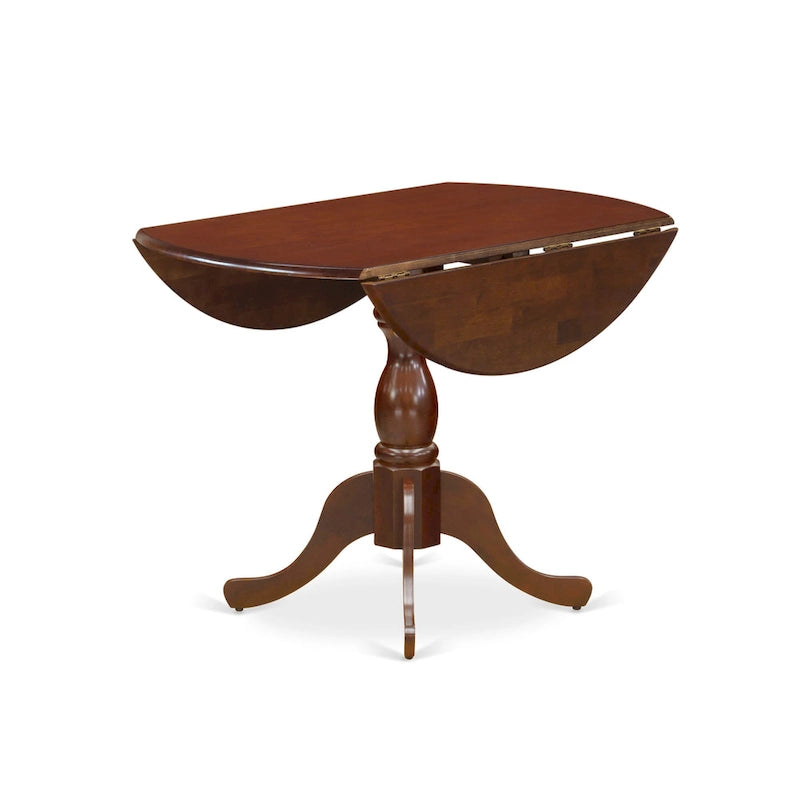 Dublin Modern Kitchen Table - a Round Dining Table Top with Dropleaf & Pedestal Base, (Finish Option)