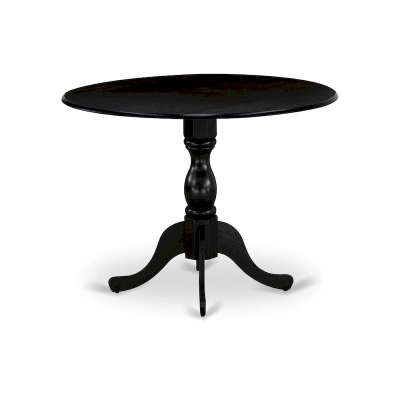 Dublin Modern Kitchen Table - a Round Dining Table Top with Dropleaf & Pedestal Base, (Finish Option)