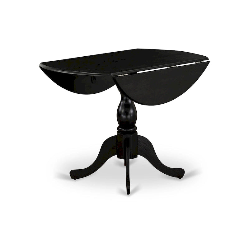 Dublin Modern Kitchen Table - a Round Dining Table Top with Dropleaf & Pedestal Base, (Finish Option)