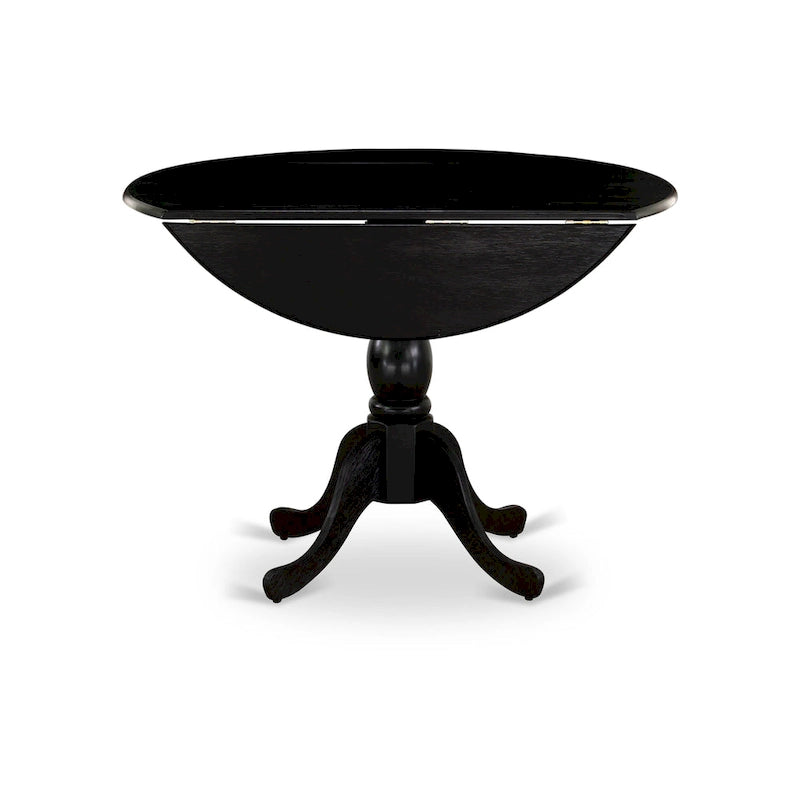 Dublin Modern Kitchen Table - a Round Dining Table Top with Dropleaf & Pedestal Base, (Finish Option)