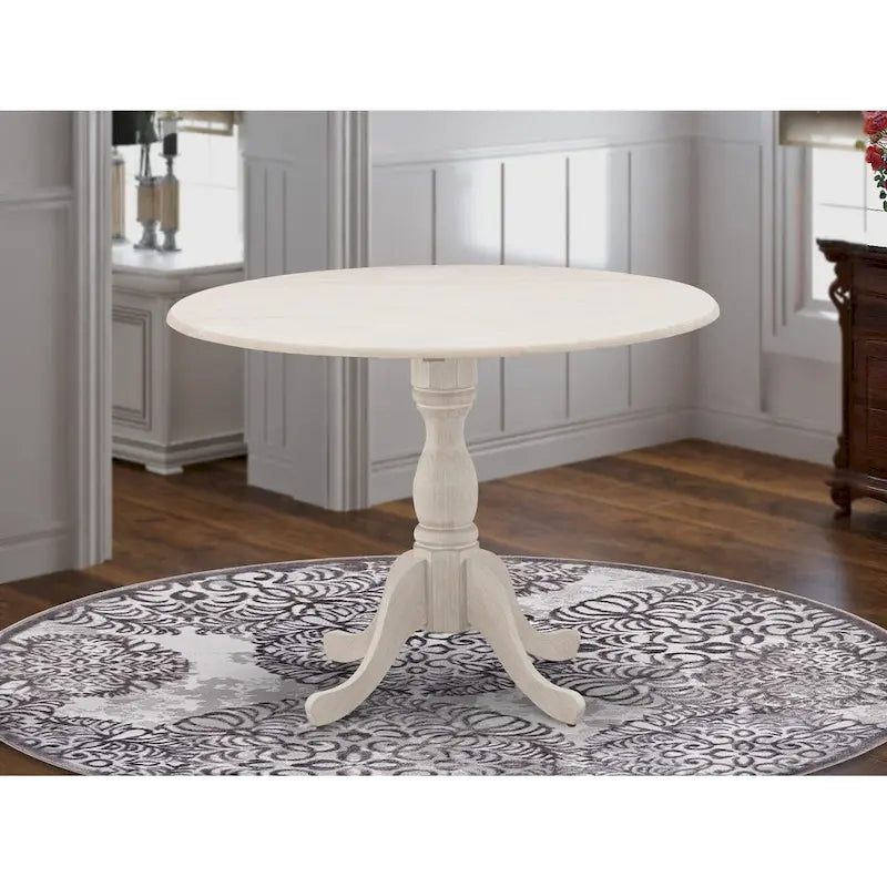 Dublin Modern Kitchen Table - a Round Dining Table Top with Dropleaf & Pedestal Base, (Finish Option)