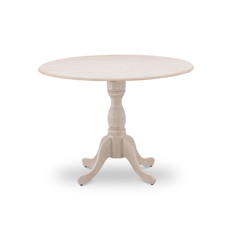 Dublin Modern Kitchen Table - a Round Dining Table Top with Dropleaf & Pedestal Base, (Finish Option)