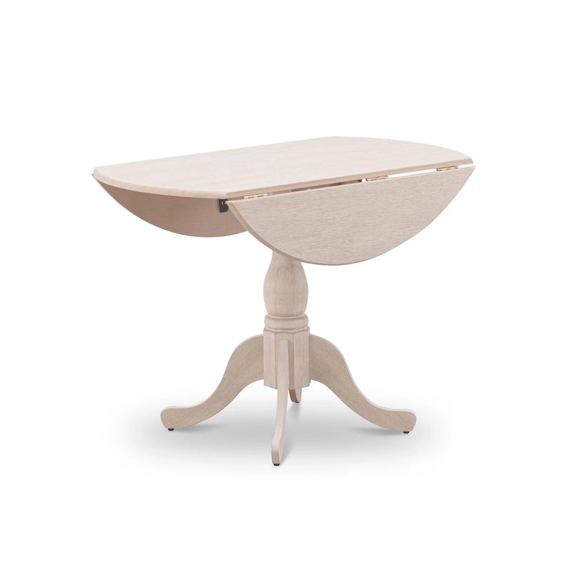 Dublin Modern Kitchen Table - a Round Dining Table Top with Dropleaf & Pedestal Base, (Finish Option)