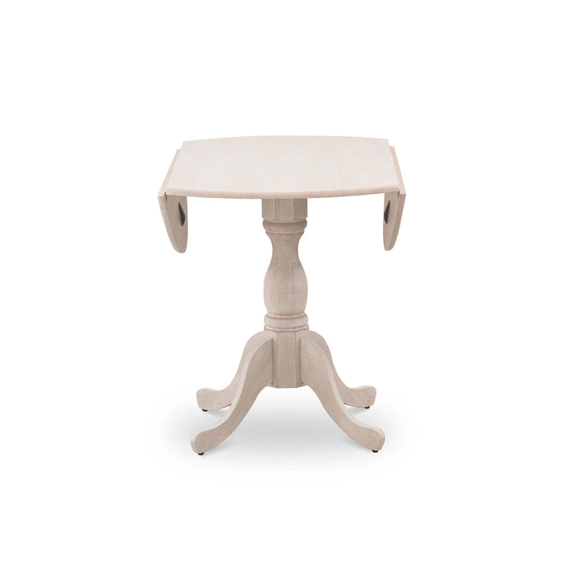 Dublin Modern Kitchen Table - a Round Dining Table Top with Dropleaf & Pedestal Base, (Finish Option)