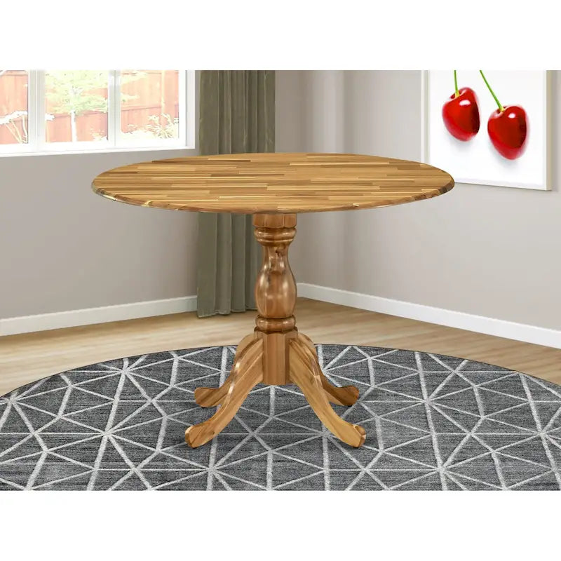 Dublin Modern Kitchen Table - a Round Dining Table Top with Dropleaf & Pedestal Base, (Finish Option)