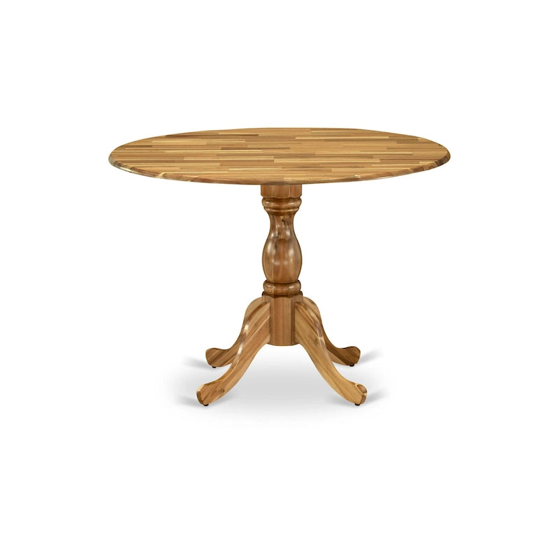 Dublin Modern Kitchen Table - a Round Dining Table Top with Dropleaf & Pedestal Base, (Finish Option)