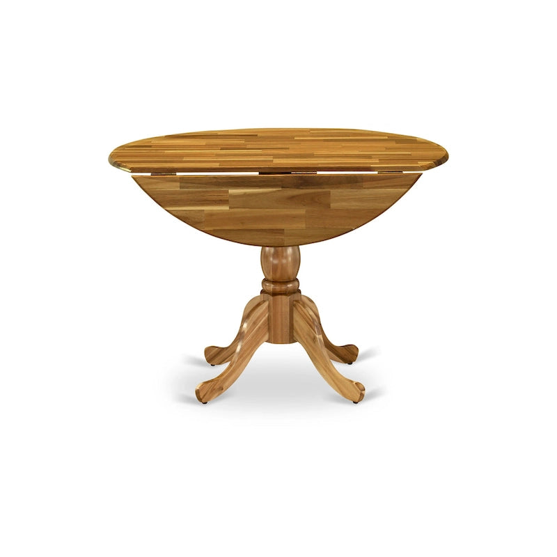 Dublin Modern Kitchen Table - a Round Dining Table Top with Dropleaf & Pedestal Base, (Finish Option)
