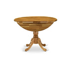 Dublin Modern Kitchen Table - a Round Dining Table Top with Dropleaf & Pedestal Base, (Finish Option)