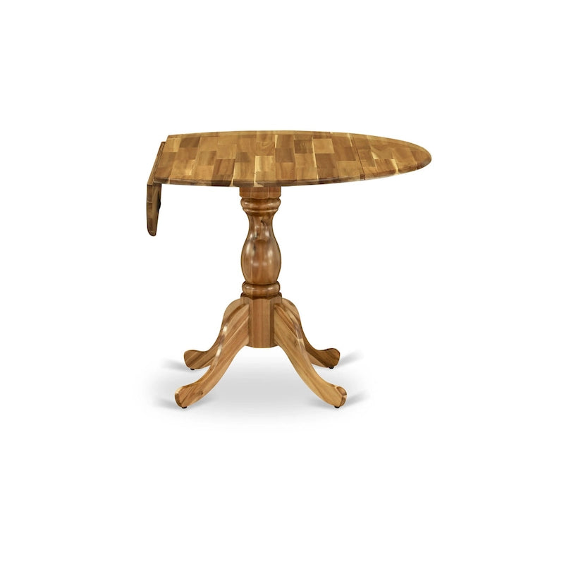 Dublin Modern Kitchen Table - a Round Dining Table Top with Dropleaf & Pedestal Base, (Finish Option)