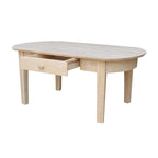 Philips Oval Unfinished Solid Parawood Coffee Table