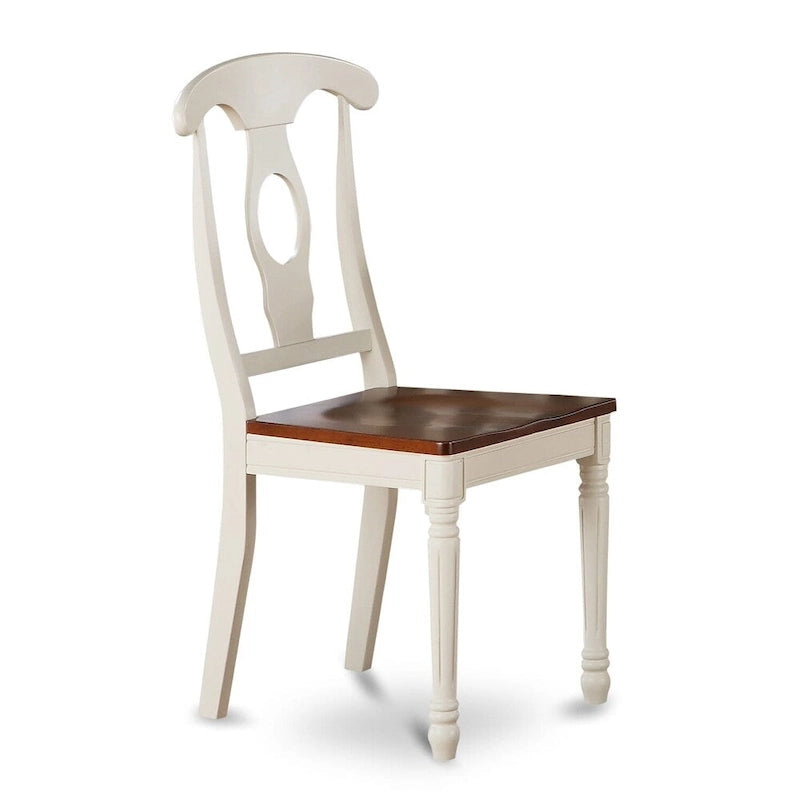 Kenley Kitchen Dining Chairs - Napoleon Back Wood Seat Chairs, Set of 2, Buttermilk & Cherry - KEC-WHI-W
