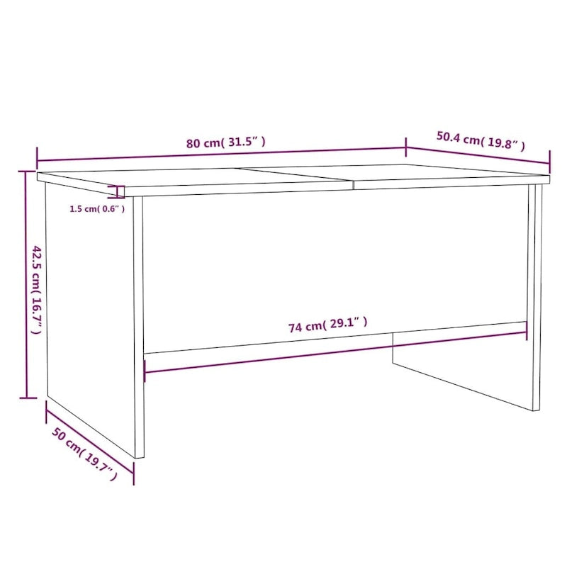 vidaXL Coffee Table Lift Top End Table Accent Side Sofa Table Engineered Wood - 31.5 x 19.7 x 16.7
