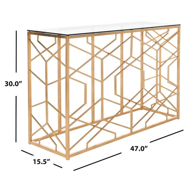Couture Corrine Gold Leaf Console Table - 47 W x 15.5 L x 30 H - 47Wx16Dx30H