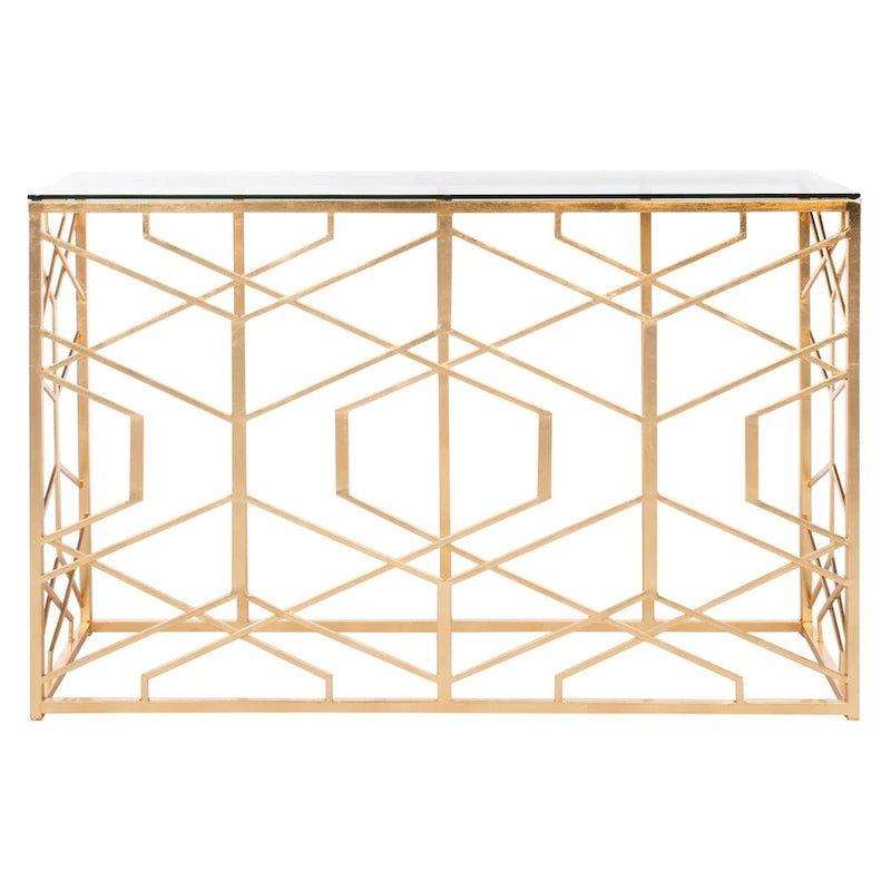 Couture Corrine Gold Leaf Console Table - 47 W x 15.5 L x 30 H - 47Wx16Dx30H