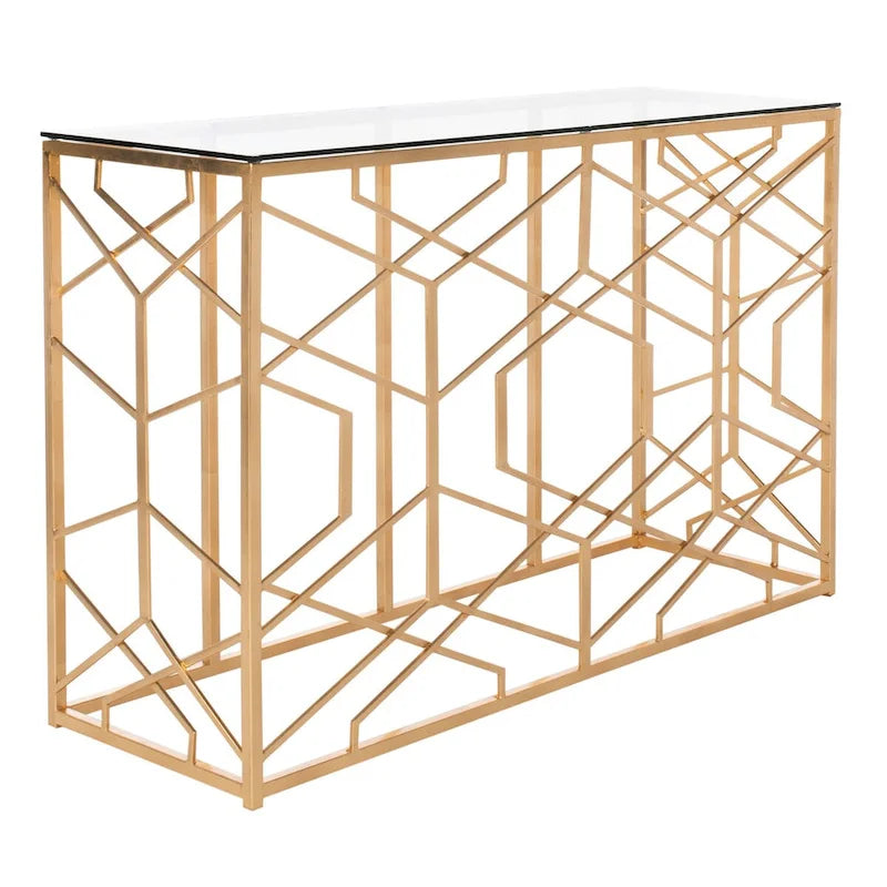 Couture Corrine Gold Leaf Console Table - 47 W x 15.5 L x 30 H - 47Wx16Dx30H