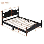 Retro Wood Platform Bed Frame with Wooden Slat Support