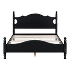 Retro Wood Platform Bed Frame with Wooden Slat Support