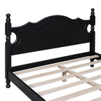 Retro Wood Platform Bed Frame with Wooden Slat Support