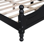 Retro Wood Platform Bed Frame with Wooden Slat Support