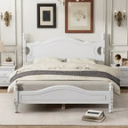 Retro Wood Platform Bed Frame with Wooden Slat Support