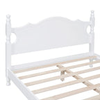 Retro Wood Platform Bed Frame with Wooden Slat Support