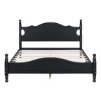 Retro Wood Platform Bed Frame with Wooden Slat Support