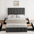 Upholstered Platform Bed Frame with Headboard and 4 Storage Drawers