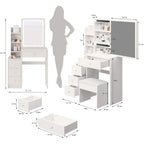 Makeup Vanity Desk Set with Sliding Mirror and Cushioned Stool