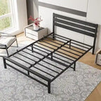 Queen Size Platform Bed Frame with Wooden Headboard, Under Bed Storage