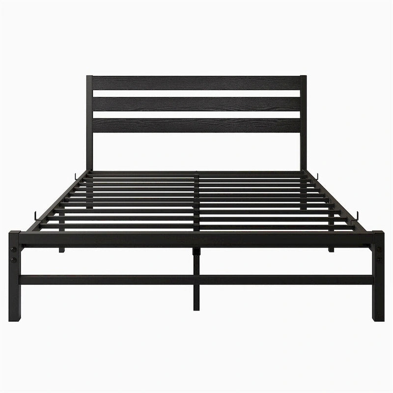 Queen Size Platform Bed Frame with Wooden Headboard, Under Bed Storage
