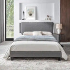 Queen Size Upholstered Platform Bed Frame,Wood Slat Support