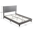 Queen Size Upholstered Platform Bed Frame,Wood Slat Support