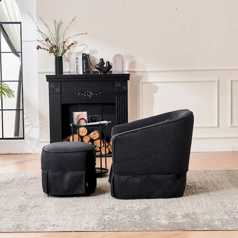Swivel Barrel Chair With Ottoman