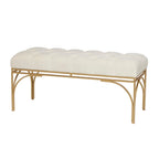Metal Bench with Velvet Seat - Gray, Black or White -