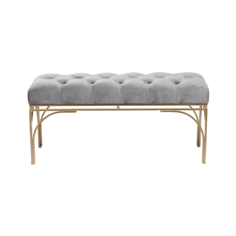Metal Bench with Velvet Seat - Gray, Black or White -