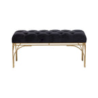 Metal Bench with Velvet Seat - Gray, Black or White -