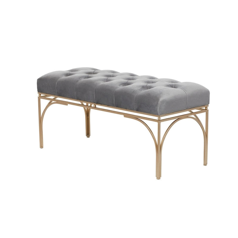 Metal Bench with Velvet Seat - Gray, Black or White -