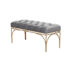 Metal Bench with Velvet Seat - Gray, Black or White -
