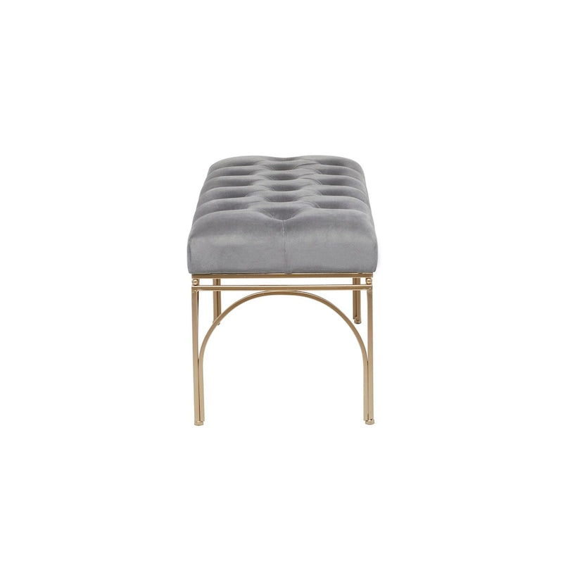 Metal Bench with Velvet Seat - Gray, Black or White -