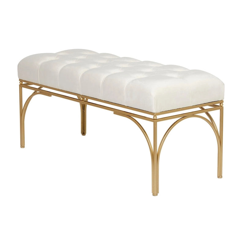 Metal Bench with Velvet Seat - Gray, Black or White -