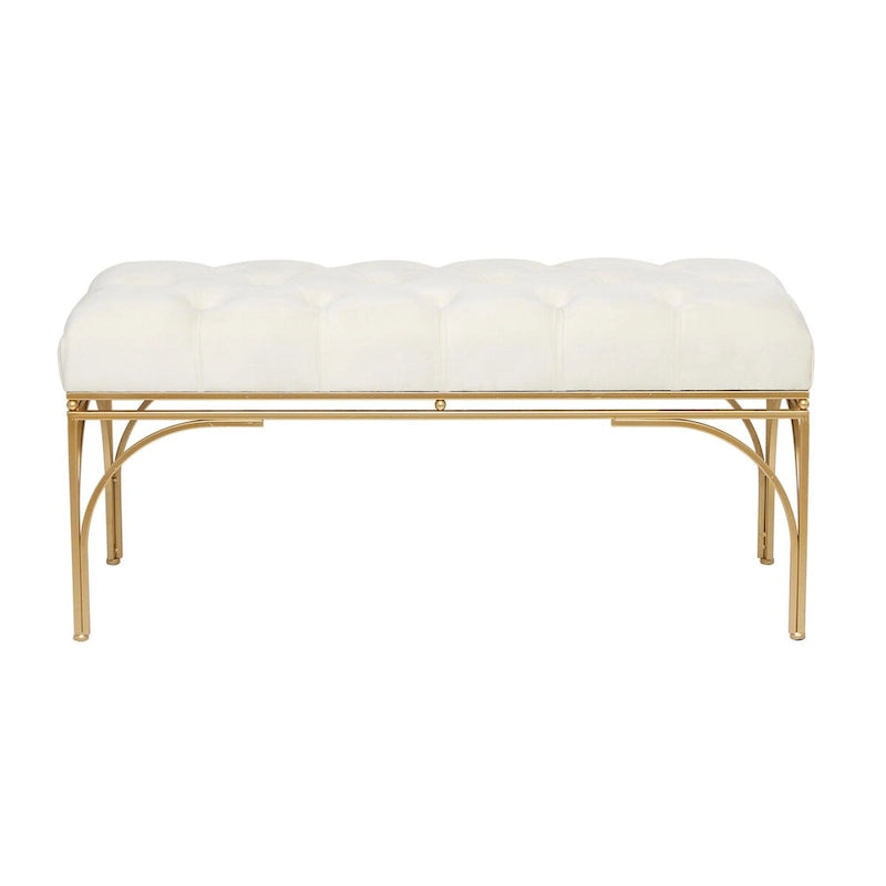 Metal Bench with Velvet Seat - Gray, Black or White -