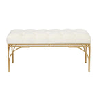 Metal Bench with Velvet Seat - Gray, Black or White -