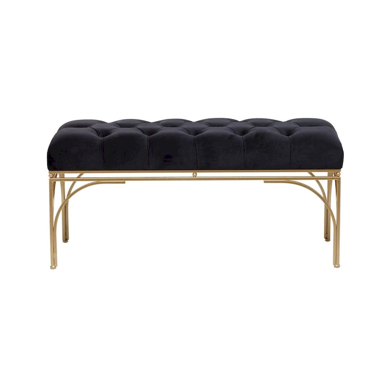 Metal Bench with Velvet Seat - Gray, Black or White -