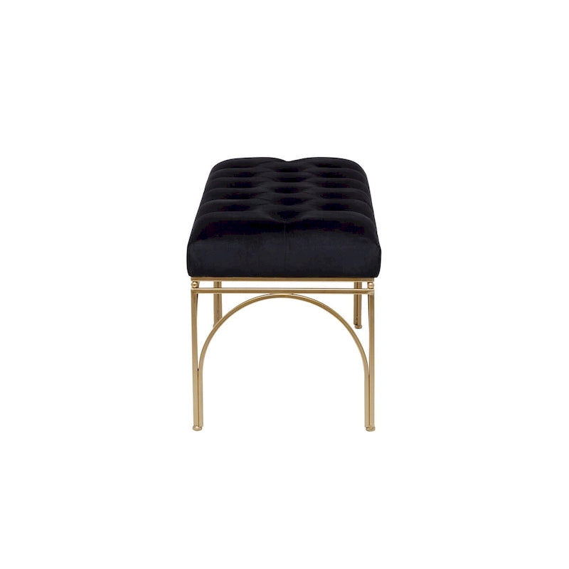 Metal Bench with Velvet Seat - Gray, Black or White -