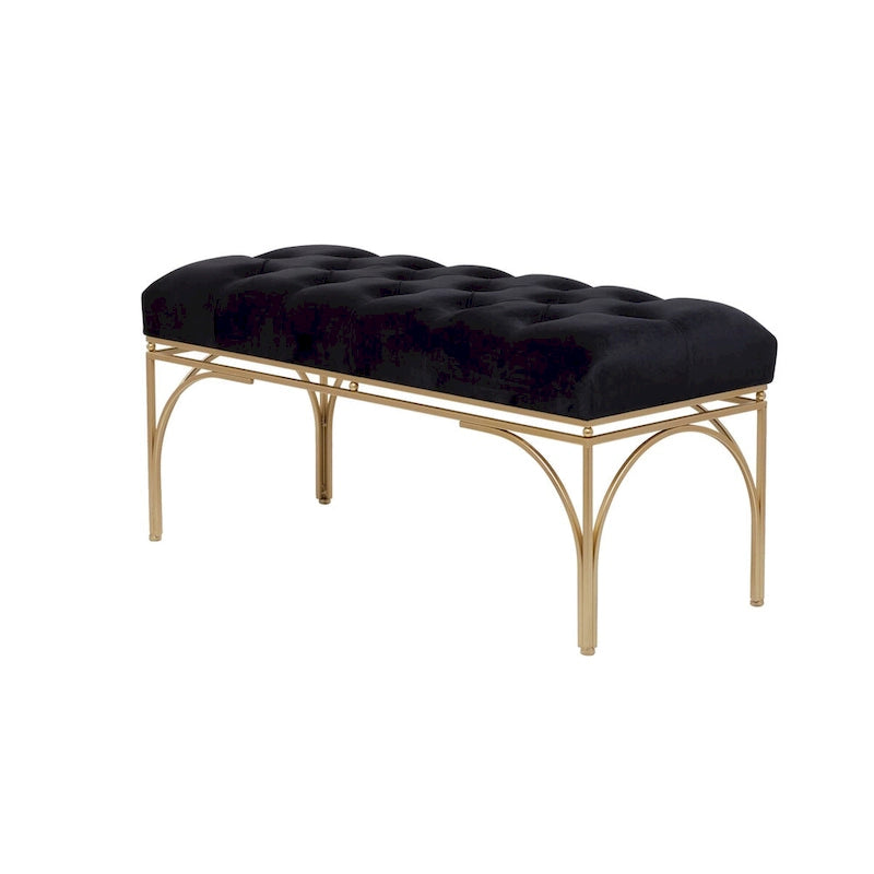 Metal Bench with Velvet Seat - Gray, Black or White -