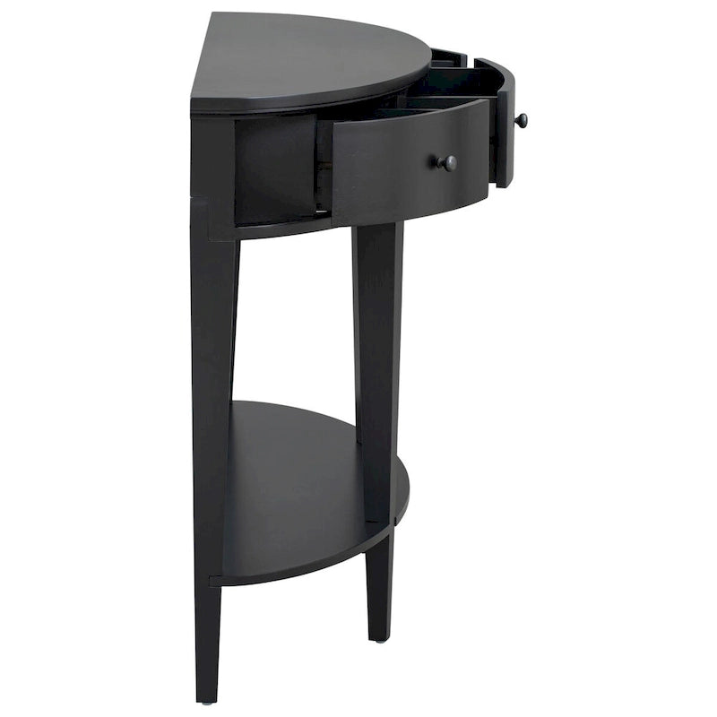Modern Curved Console Table Sofa Table,3 drawers,1 Shelf,Black